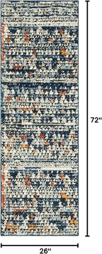 Rugs.com Morocco Collection Rug – 6 Ft Runner Navy Blue High-Pile Rug Perfect for Hallways, Entryways