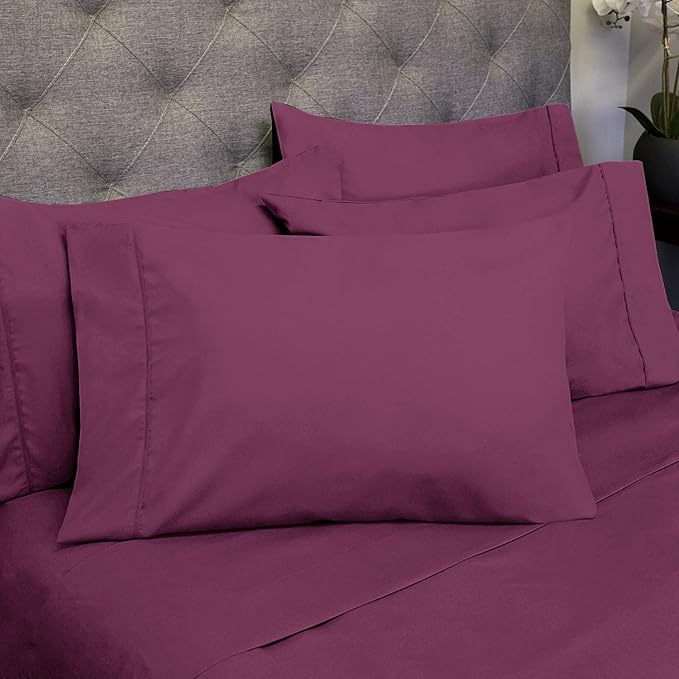 King Size Bed Sheets - 6 Piece 1500 Supreme Collection Fine Brushed Microfiber Deep Pocket King Sheet Set Bedding - 2 Extra Pillow Cases, Great Value, King, Berry