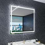 LED Bathroom Mirror with Lights 40"x 38", Front Lit and Backlit Mirror,Stepless Dimmable,Anti-Fog, Shatter-Proof, Memory, Lighted Vanity Mirror for Wall (Horizontal/Vertical)