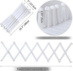 WEBI Accordion Wall Hanger,Expandable Wooden Coat Rack,Accordion Hat Rack for Wall,Accordion Hook Rack for Hats,Caps,20 Peg Hooks,White,2 Packs