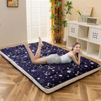 MAXYOYO Navy Star Futon Mattress, Padded Japanese Floor Mattress Quilted Bed Mattress Topper, Extra Thick Folding Sleeping Pad Breathable Floor Lounger Guest Bed for Camping Couch, Twin