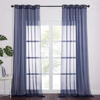 NICETOWN Dark Blue Sheer Curtains for Bedroom, Grommet Light Filtering Soft & Airy Elegant Window Treatment Lightweight for Living Room/Farmhouse, W54 x L90, 2 Panels