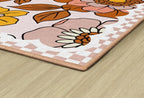 Flagship Carpets Schoolgirl Style Retro Floral Educational Area Rug for Kids Room Seating Décor, Children's Classroom, Play Carpet for Teaching and Playroom, 7'6 "x 12' Pink