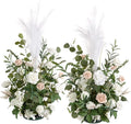 Ling's Moment 41" Tall Free Standing Artificial Flowers Arrangements 2 pcs, Wedding Arch Altar Stage Decorations White Sage for Spring Ceremony Reception Rose Fake Floral Party Outdoor Garden Decor