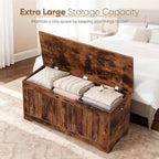Wooden Storage Chest Box with Flip-top Lid & Safety Hinge, 39.4 Inch Living Room Organizer, Bedroom Bench, Rustic Brown