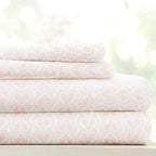 Linen Market Patterned Microfiber Queen Sheet Set 4 Piece – Oeko-TEX Certified Ultra Soft & Wrinkle-Free - 16" Deep Pocket Sheets - Easy Care Queen Size - Classic in Pink