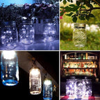 Solar Mason Jar Lid String Lights, 8 Pack 20 Led String Fairy Star Firefly Jar Lids Lights with 8 Hangers Included (Jars Not Included), for Mason Jar Patio Garden Wedding Lantern