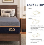 EGOHOME 12 Inch Twin Mattress,Copper Gel Cooling Memory Foam Mattress for Back Pain Relief,Therapeutic Mattress Bed in a Box, Made in USA, CertiPUR-US Certified, 38x75x12 Black