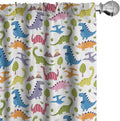 Ambesonne Dino Window Curtains, Cartoon Style Colorful Dinosaurs T-Rex Triceratops Prehistoric Reptile Wildlife, Lightweight Decor 2-Panel Set with Rod Pocket, Pair of - 28" x 63", Blue Green