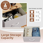 Somdot Dresser for Bedroom with 4 Drawers, Storage Organizer Chest of Drawers with Removable Fabric Bins for Closet Bedside Living Room Laundry Entryway Hallway, Ash Grey