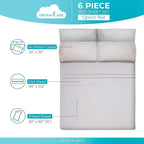 DREAMCARE Queen Sheet Set – 6 pcs Cooling Bed Sheets – up to 15” Deep Sheets Queen Size Bed Set – 2500 Supreme Collection – Extra Soft 100% Brushed Microfiber Hotel Luxury with Side Pocket – L Gray