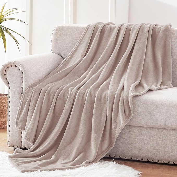 Exclusivo Mezcla Fleece Throw Blanket for Couch, Sofa, 300GSM Super Soft and Warm Blankets, Camel Throw All Season Use, Cozy, Plush, Lightweight, 50x60 Inches