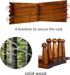 WEBI Accordion Wall Hanger,Expandable Wooden Hat Rack for Wall Mounted Coat Rack,Accordion Hat Hooks Holder for Baseball Caps,17 Peg,Rustic Brown,2 Packs