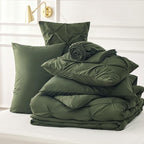 Bedsure Full Comforter Set Olive Green - Bed in a Bag Full Size Bedding Set 7 Pieces, GentleSoft™ Pintuck Bed Set Gift for Family, Pinch Pleat All Season Comforter with Sheets, Pillowcases & Shams