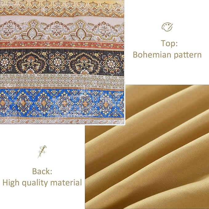 Boho King Size Comforter Set 8 Pieces, Yellow Bohemian Striped Bed in a Bag, Paisley Soft Microfiber Bedding Comforter Set