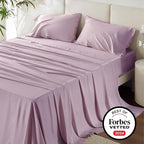 Bedsure Full Size Bed Sheets, Cooling Sheets, Rayon Derived from Bamboo, Breathable & Soft, Deep Pocket Up to 16 Inches, Hotel Luxury Silky Bedding for Hot Sleepers, Lavender