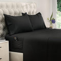 DREAMCARE Queen Sheet Set – 4 pcs Cooling Sheets – up to 21” Extra Deep Pocket Queen Sheets – Hotel Luxury Sheets & Pillowcases – Superior Softness 100% Fine Microfiber with Side Pocket – Black
