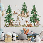 Jungle Animal Wall Stickers Forest Safari Wall Decals Kid Room Nursery Baby Bedroom Décor (Cedar Tree Animals)