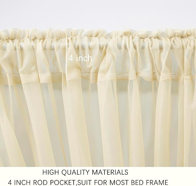 Akiky Canopy Bed Curtains 8 Panel Bed Curtains Drapes for King Size Bed Sheer Canopy Bed Drapes with Lights(Khaki)