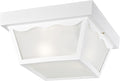 Westinghouse 6697600 Traditional Two-Light Outdoor Flush-Mount Fixture, White Finish on Polypropylene, Frosted Glass Panels