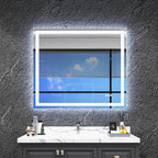 Led Bathroom Mirror 40"x36" with Anti-Fog, Front Lighted Bathroom Vanity Mirror for Wall Mounted, Memory, 3 Colors Dimmable Backlit Mirror (Horizontal/Vertical)
