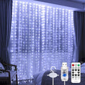Upgrade 300LED White Curtain Light with Untangled Wires, 9.8ft x 9.8ft Copper Wire String Lights, USB Plug Hanging Window Fairy Lights, 8 Modes & Remote for Home Christmas Wedding Party