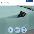 DREAMCARE Queen Sheet Set – 4 pcs Cooling Sheets – up to 21” Extra Deep Pocket Queen Sheets – Hotel Luxury Sheets & Pillowcases – Superior Softness 100% Microfiber with Side Pocket - Spa Blue