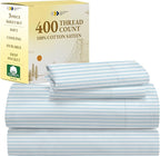 California Design Den Deep Pocket Twin Sheets Set - 400 Thread Count Sateen, Natural 100% Cotton Sheets, Cooling and Durable Bedding Set - Cape Stripe