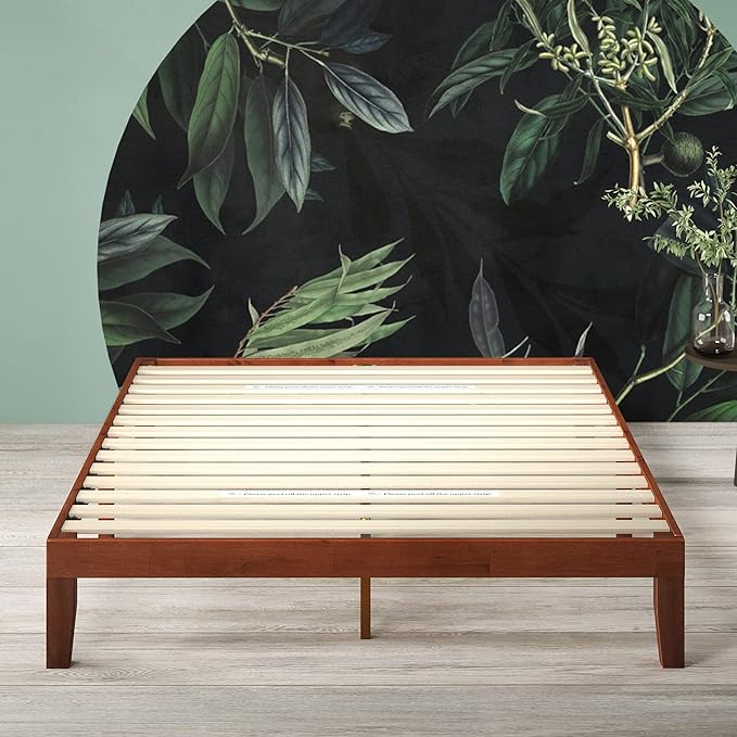 ZINUS Wen Wood Platform Bed Frame, Solid Wood Foundation, Wood Slat Support, No Box Spring Needed, Easy Assembly, Cherry, Full