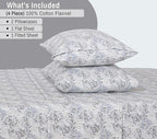 RUVANTI Flannel Sheets Full Size - 100% Cotton Double Brushed Bed Sheets Set, Deep Pockets 16 Inches, All Seasons Breathable & Extra Soft Full Sheets, Warm & Cozy, 4 Piece, Pacific