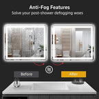 36x30 LED Bathroom Mirror with Lights, Rounded Rectangle Bathroom Mirror for Wall, Anti-Fog, Dimmable, Backlit + Front Lit, Lighted Bathroom Vanity Mirror Tempered Glass(Horizontal/Vertical)