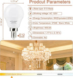 comzler A15 LED Bulbs 60W Equivalent, Warm White 2700K,E12 Small Base LED Round Light Bulb for Ceiling Fan, No Dimmable，Pack of 6