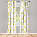 Ambesonne Yellow and White Curtains, Sleeping Crescent Moon and Stars Pattern Night Time Cartoon Illustration, Window Treatments 2 Panel Set for Living Room Bedroom, Pair of - 28" x 84", Pale Yellow