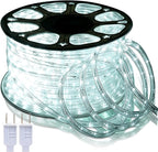 SURNIE LED Rope Lights Outdoor Waterproof: 150FT LED Rope Lighting Dimmable - 110V 6500K Daylight White String Light Tube Cuttable Connectable for Garden Patio Party Indoor Decoration, Not Flat Strip