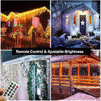 Toodour Christmas Icicle Lights Outdoor, 2 in 1 White & Warm White Color Changing Icicle Lights with 60 Drops, 29.5ft 360 LED Christmas Light Fairy Twinkle Light for Wedding Home Outdoor Xmas Decor