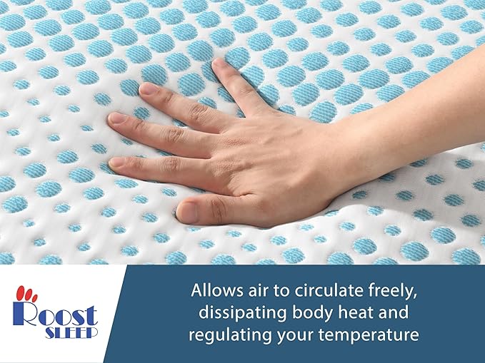Roost Sleep Cool Cloud Supreme 3 Inch Gel Memory Foam King Mattress Topper – Cooling, Ventilated Design for Back and Pressure Relief