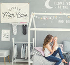 Nursery Rectangular Canvas Banner-Boho Flag Poster Wall Sign for Boys Kids Teen,Baby Room Above Crib Bedroom Home Playroom Dorm Wall Decor-Baby Shower Birthday Christmas-Little Man Cave