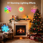 BrizLabs 2 Pack Christmas Window Lights with Remote, 61 Modes, Warm & Cool White & RGB Color Changing 12" Foldable Snowflake Hanging Christmas Lights for Xmas Indoor Outdoor Wall Door Fireplace Decor