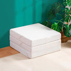 Olee Sleep Tri-Folding Antibacterial Memory Foam Mattress Topper, 4 Inch Copper Bamboo Gel Folding Mattress, Washable Cover, CertiPUR-US Certified, Soft, White, Single Size