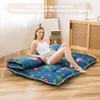 MAXYOYO Flamingo Japanese Floor Mattress Futon Mattress Queen Size, Boys Girls Foldable Bed Camping Mattress Floor Lounger Floor Bed Mattress for Adults