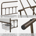 Yaheetech Classic Metal Platform Bed Frame Mattress Foundation with Victorian Style Iron-Art Headboard/Footboard/Under Bed Storage/No Box Spring Needed/Queen Size Bronze