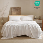PHF 100% Cotton Waffle Weave Blanket Queen Size for Bed, Soft Lightweight & Breathable, All-Season Comfort, Luxury Aesthetic Woven Bedding for Home Decor, 90"x90", White