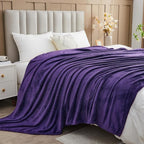 NEWCOSPLAY Super Soft King Blanket Dark Purple Premium Silky Flannel Fleece Leaves Pattern Lightweight Bed Blanket All Season Use (Dark Purple, King(90"x110"))