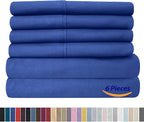 Sweet Home Collection 6 Piece 1500 Supreme Collection Brushed Microfiber Deep Pocket Sheet Set-2 Extra Pillow Cases, Great Value, Split King, Royal Blue