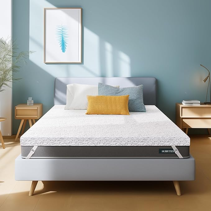 Subrtex Cooling Mattress Topper Cover King Size 2 Inch (Only Cover) Mattress Topper Protector Bedding Removable Mattress Encasement with Zipper Closure