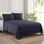 Twin XL Sheets - Breathable Luxury Sheets with Full Elastic & Secure Corner Straps Built In - 1800 Supreme Collection Extra Soft Deep Pocket Bedding Set, Sheet Set, Twin XL, Navy