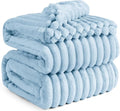 Bedsure GentleSoft Blue Fleece Blanket for Couch - Cozy Soft Blankets for Women, Cute Small Throws for Girls, Light Blue, 90x90 Inches