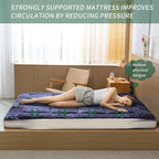 MAXYOYO Black Moon and Star Futon Mattress, Japanese Floor Mattress Quilted Bed Mattress Topper, Extra Thick Folding Sleeping Pad Breathable Floor Lounger Guest Bed for Camping, King