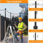 8 Pack 2.8Ft Suspension Outdoor String Light Poles for Outside String Lights Hanging,with Clip and Holder,Light Post Mounting Stand for Patio Fence Wall Garden Backyard Deck