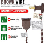 612 Vermont 100 Clear Mini Christmas String Lights on Brown Wire Cord, UL Approved for Indoor/Outdoor Use, 18 Foot of Lighted Length, 20 Foot of Total Length (Pack of 2)